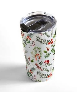 Society6 Marta Barragan Camarasa Christmas Botany 001 Travel Mug 20 oz Stainless Steel Travel Mug - Deny Designs