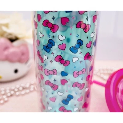 Silver Buffalo Hello Kitty Bows and Hearts Carnival Cup with Lid and Straw | Holds 20 Ounces - Image 2