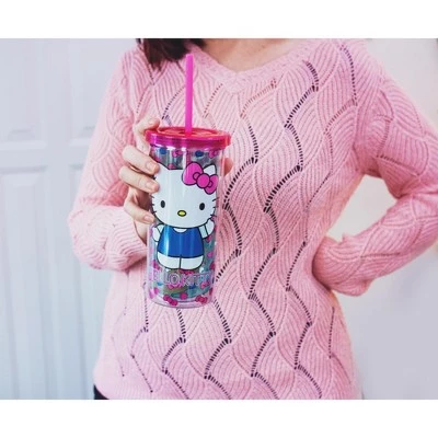 Silver Buffalo Hello Kitty Bows and Hearts Carnival Cup with Lid and Straw | Holds 20 Ounces - Image 3