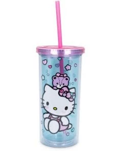 Silver Buffalo Hello Kitty Stacked Donuts Carnival Cup with Lid and Straw | Holds 20 Ounces
