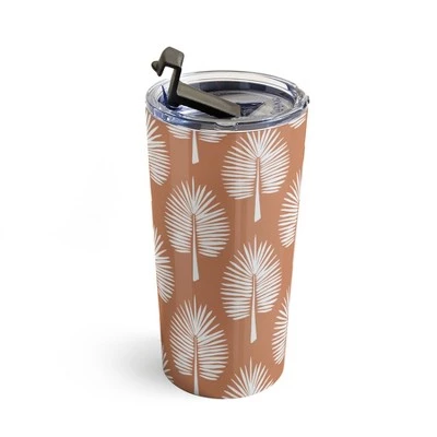 Society6 CoastL Studio Wide Palm Terra Cotta 20 oz Stainless Steel Travel Mug - Deny Designs - Image 2